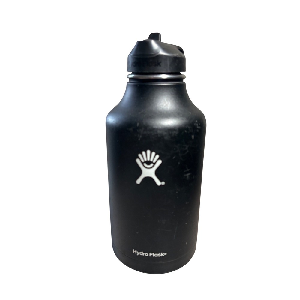 Hydro Flask 64 oz Wide Mouth Growler Black Stainless Steel Straw Lid H135700